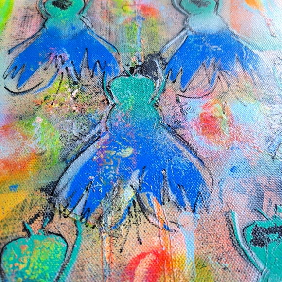 Original Abstract Fly Graffiti Painting on Gallery Wrap Canvas, 12x12" - Picture 5 of 7